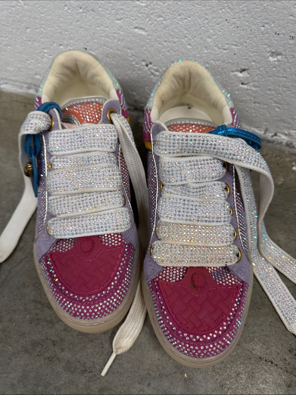 Kurt Geiger Pink Multi Crystal-Embellished Sneakers